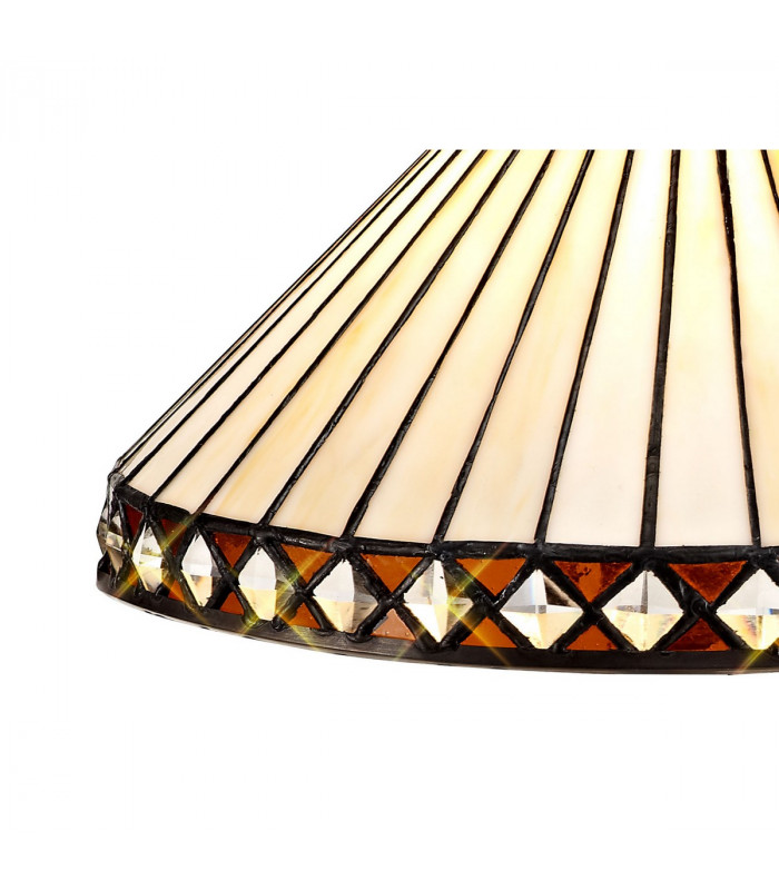 Worcester 3 Light Linear Ceiling Pendant E27 With 30cm Tiffany Shade Matt Black Amber Cream Crystal-10