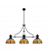Worcester 3 Light Linear Ceiling Pendant E27 With 30cm Tiffany Shade Matt Black Blue Orange Crystal-1