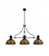 Worcester 3 Light Linear Ceiling Pendant E27 With 30cm Tiffany Shade Matt Black Blue Orange Crystal-4