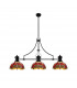 Worcester 3 Light Linear Ceiling Pendant E27 With 30cm Tiffany Shade Matt Black Purple Pink Crystal-1