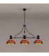 Worcester 3 Light Linear Ceiling Pendant E27 With 30cm Tiffany Shade Matt Black Purple Pink Crystal-3