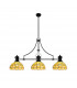 Worcester 3 Light Linear Ceiling Pendant E27 With 30cm Tiffany Shade Matt Black Beige Clear Crystal-1