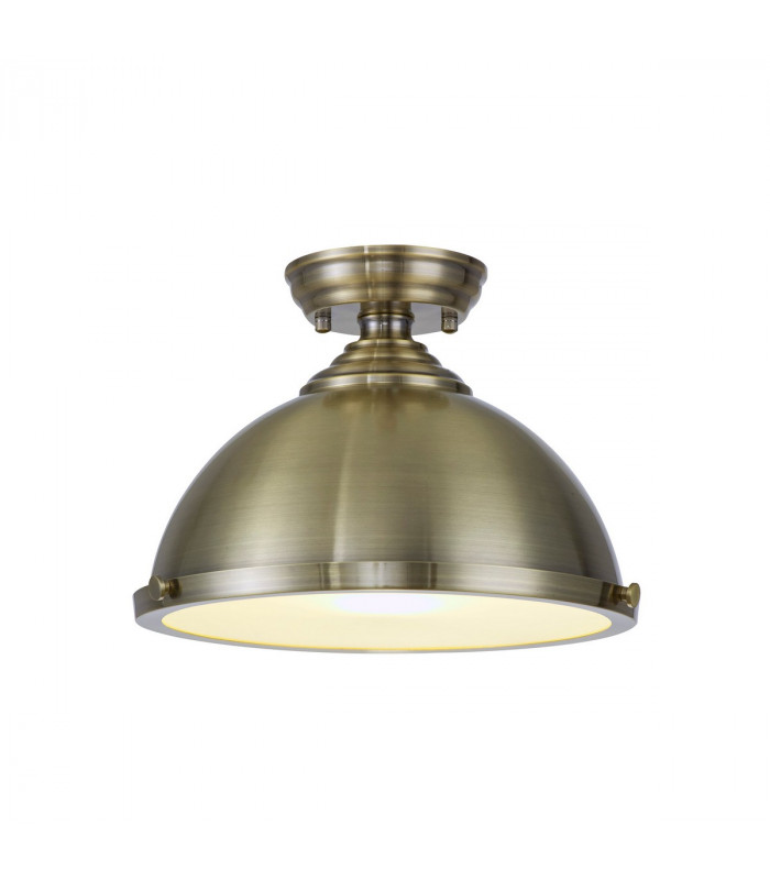 Worcester 31cm Flush Ceiling Lamp Fitting E27 Antique Brass Frosted Glass-1