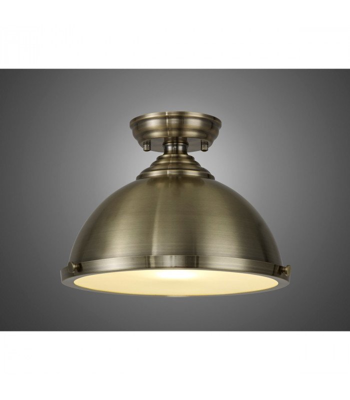 Worcester 31cm Flush Ceiling Lamp Fitting E27 Antique Brass Frosted Glass-3