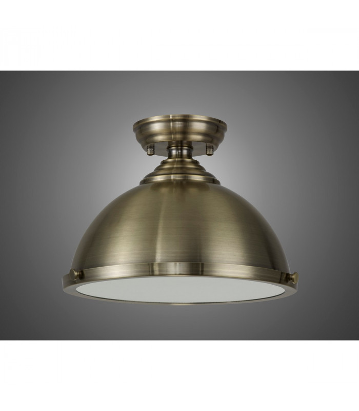 Worcester 31cm Flush Ceiling Lamp Fitting E27 Antique Brass Frosted Glass-10