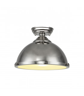 Worcester 31cm Flush Ceiling Lamp Fitting E27 Polished Nickel Frosted Glass-1