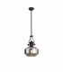 Worcester Single Ceiling Pendant E27 Round Champfered Glass Matt Black Smoke-1