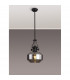 Worcester Single Ceiling Pendant E27 Round Champfered Glass Matt Black Smoke-3