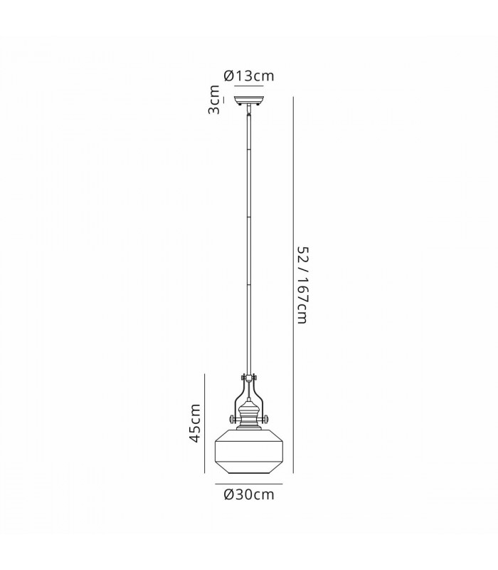 Worcester Single Ceiling Pendant E27 Round Champfered Glass Antique Brass Cognac-2