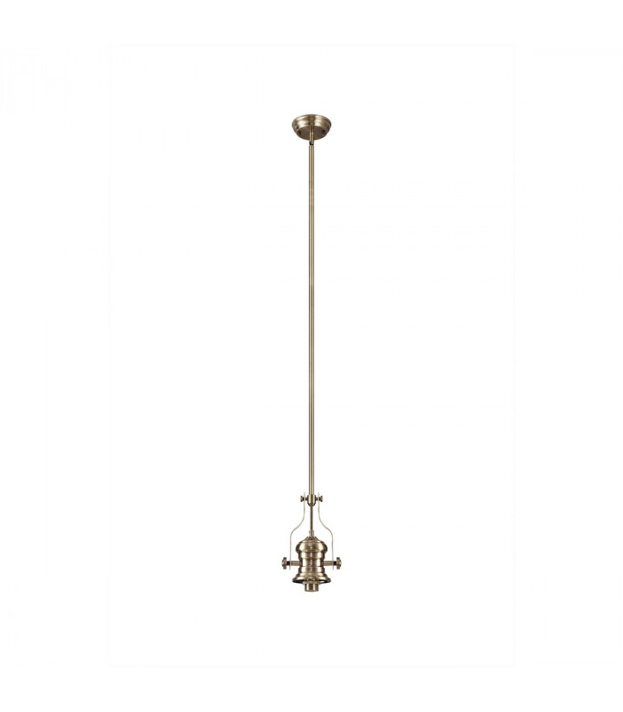 Worcester Single Ceiling Pendant E27 Round Champfered Glass Antique Brass Cognac-8