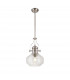 Worcester Single Ceiling Pendant E27 Round Champfered Glass Polished Nickel Clear-1