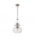 Worcester Single Ceiling Pendant E27 Round Champfered Glass Polished Nickel Clear-4