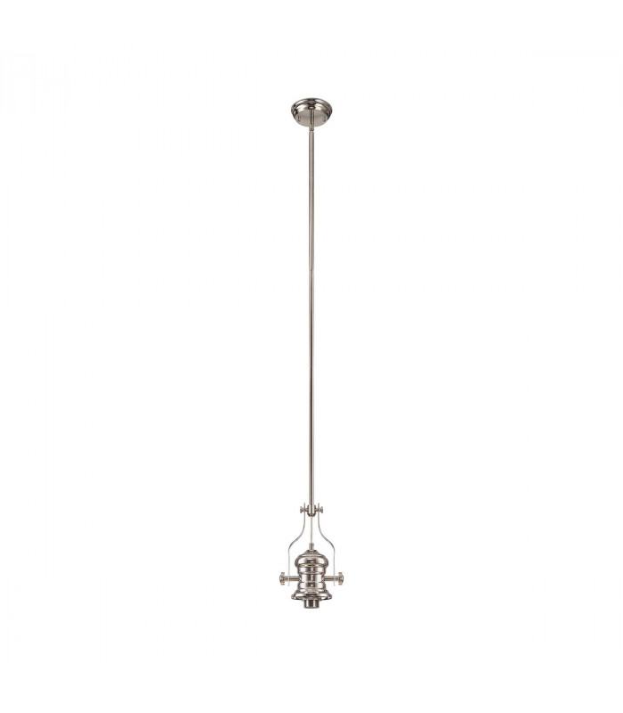 Worcester Single Ceiling Pendant E27 Round Champfered Glass Polished Nickel Clear-5