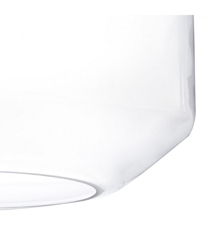 Worcester Single Ceiling Pendant E27 Round Champfered Glass Polished Nickel Clear-9