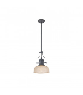 Worcester Single Ceiling Pendant E27 26.5cm Prismatic Glass Graphite Clear-1