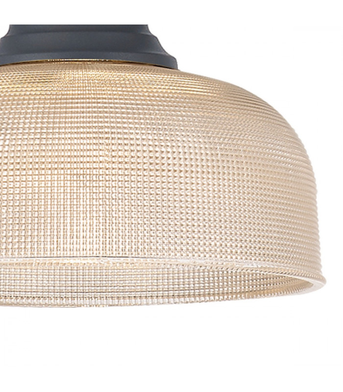 Worcester Single Ceiling Pendant E27 26.5cm Prismatic Glass Graphite Clear-7