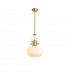 Worcester Single Ceiling Pendant E27 Round Champfered Glass Satin Gold Opal-1