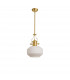 Worcester Single Ceiling Pendant E27 Round Champfered Glass Satin Gold Opal-4