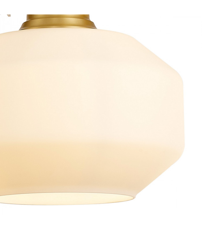 Worcester Single Ceiling Pendant E27 Round Champfered Glass Satin Gold Opal-7
