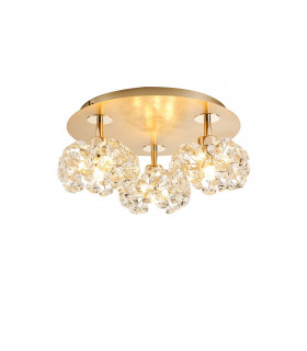 Salisbury Round 3 Light G9 35cm Flush Light With French Gold And Crystal Shade-1