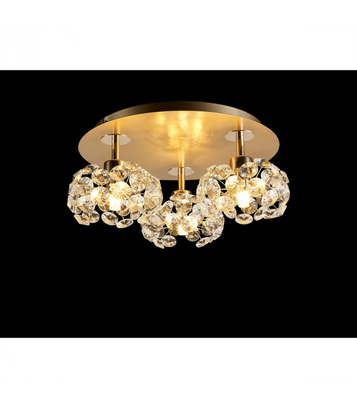Salisbury Round 3 Light G9 35cm Flush Light With French Gold And Crystal Shade-3