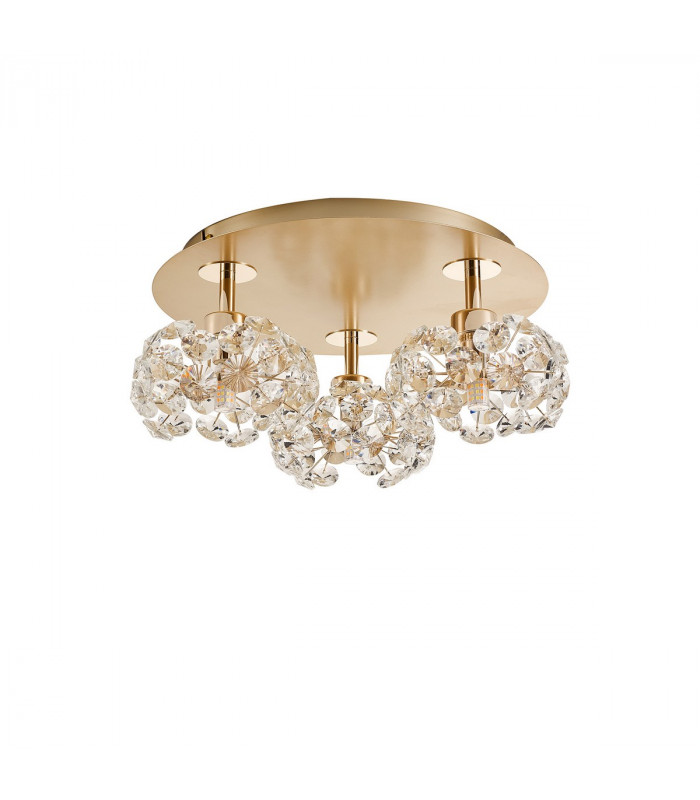 Salisbury Round 3 Light G9 35cm Flush Light With French Gold And Crystal Shade-4
