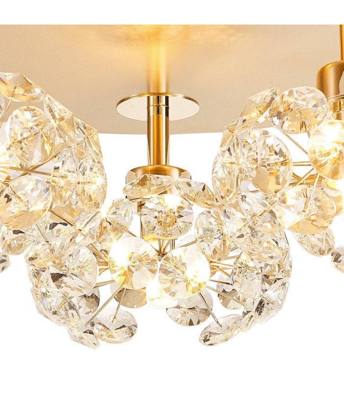 Salisbury Round 3 Light G9 35cm Flush Light With French Gold And Crystal Shade-6