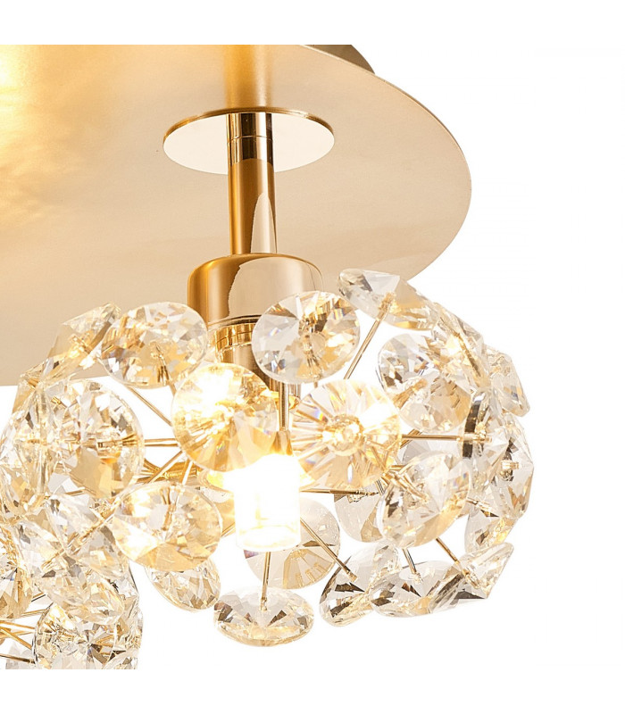 Salisbury Round 3 Light G9 35cm Flush Light With French Gold And Crystal Shade-7
