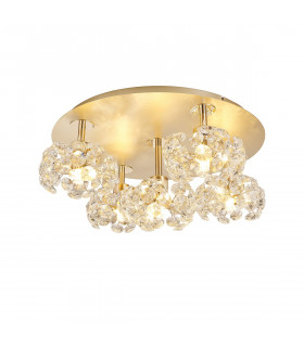 Salisbury Round 5 Light G9 Flush Light With French Gold And Crystal Shade-1