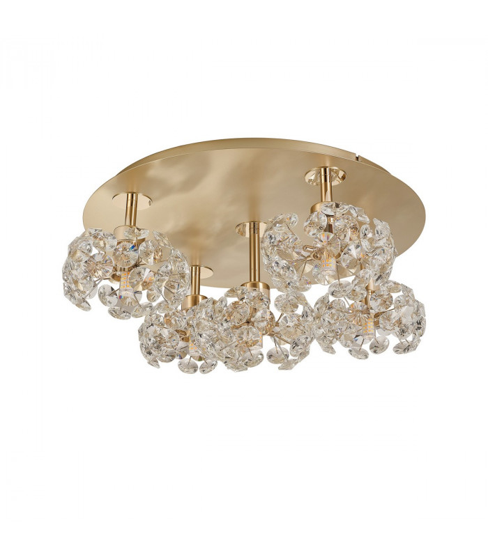 Salisbury Round 5 Light G9 Flush Light With French Gold And Crystal Shade-4