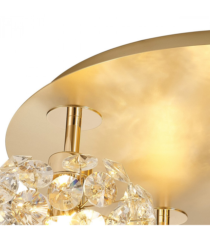 Salisbury Round 5 Light G9 Flush Light With French Gold And Crystal Shade-5