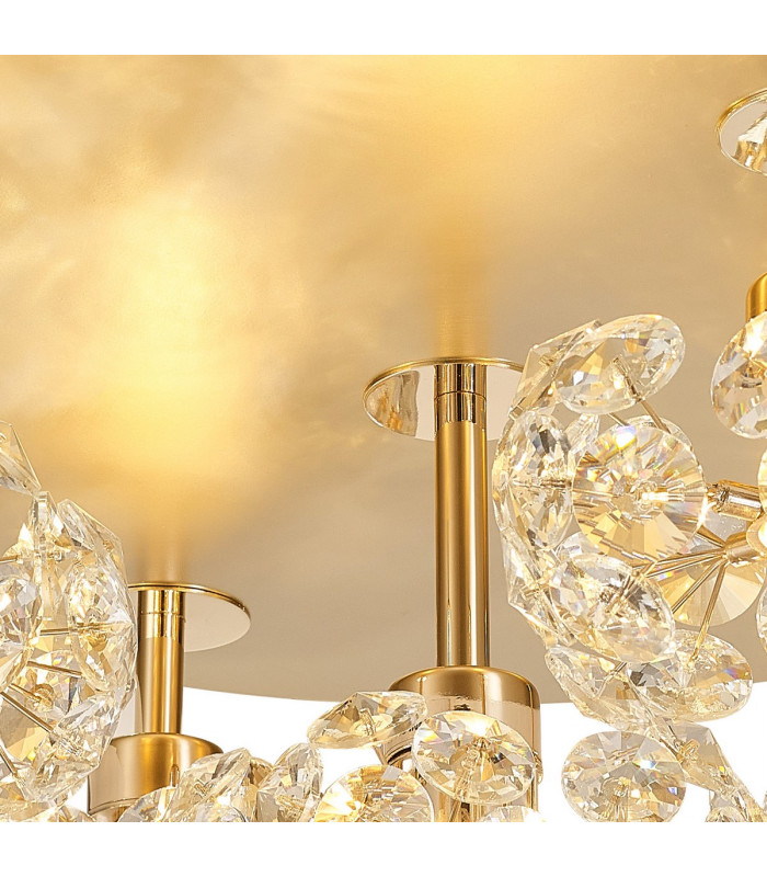 Salisbury Round 5 Light G9 Flush Light With French Gold And Crystal Shade-6