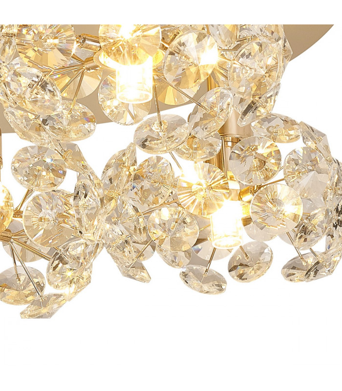 Salisbury Round 5 Light G9 Flush Light With French Gold And Crystal Shade-7