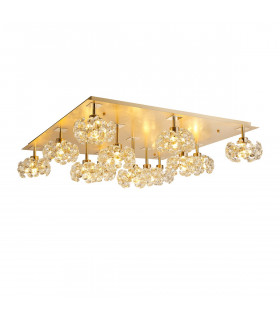 Salisbury Square 13 Light G9 Flush Light With French Gold Square And Crystal Shade-1