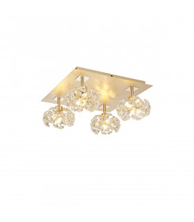 Salisbury Square 4 Light G9 40cm Flush Light With French Gold Square And Crystal Shade-1