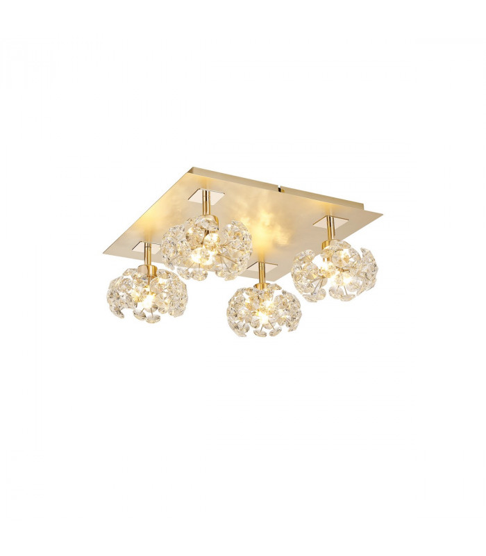 Salisbury Square 4 Light G9 40cm Flush Light With French Gold Square And Crystal Shade-1