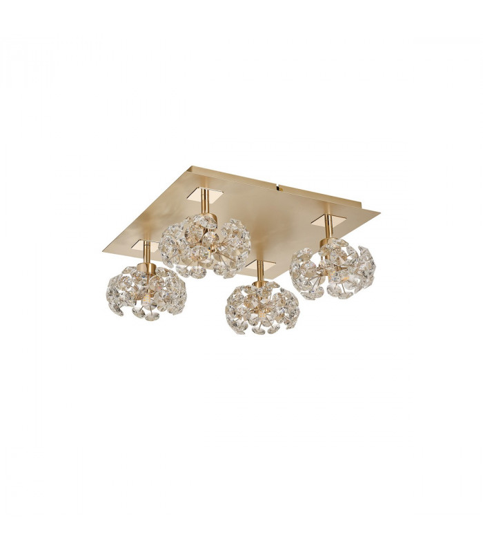 Salisbury Square 4 Light G9 40cm Flush Light With French Gold Square And Crystal Shade-4
