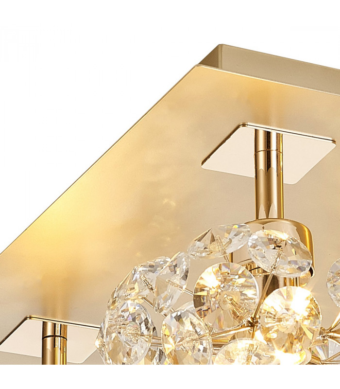 Salisbury Square 4 Light G9 40cm Flush Light With French Gold Square And Crystal Shade-5