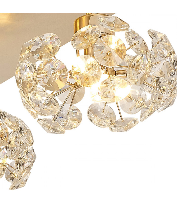 Salisbury Square 4 Light G9 40cm Flush Light With French Gold Square And Crystal Shade-7