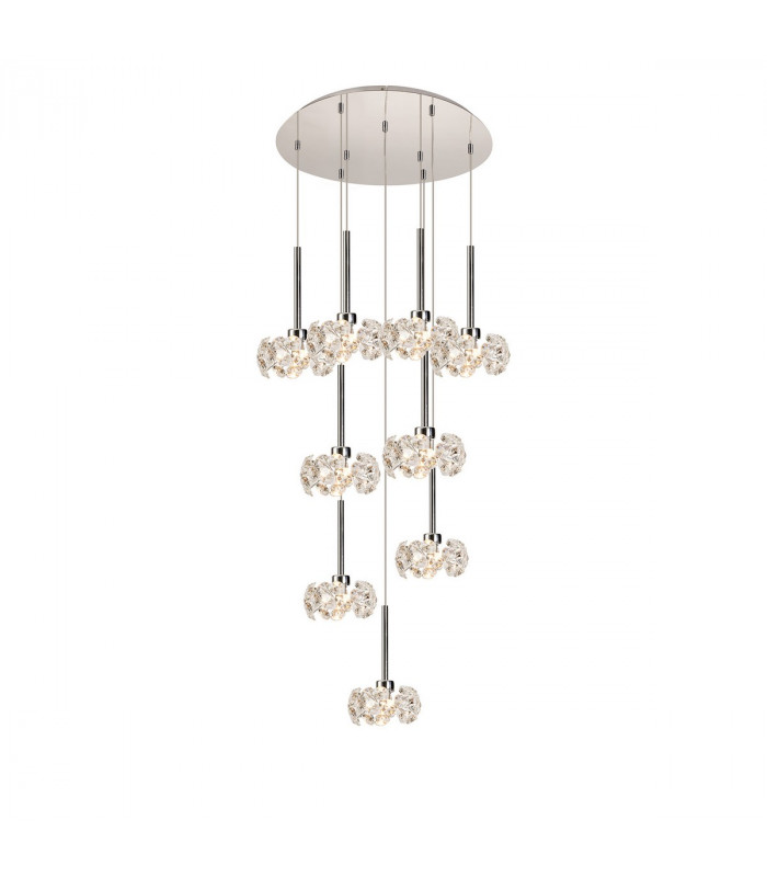Salisbury 9 Light G9 Universal 2.5m Round Multiple Ceiling Pendant And Crystal Shade Polished Chrome-1