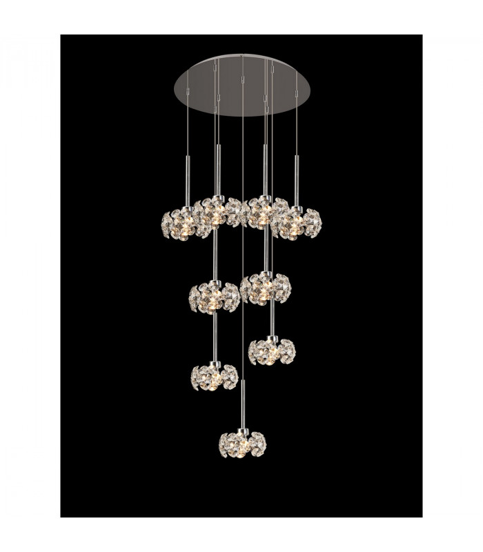 Salisbury 9 Light G9 Universal 2.5m Round Multiple Ceiling Pendant And Crystal Shade Polished Chrome-3