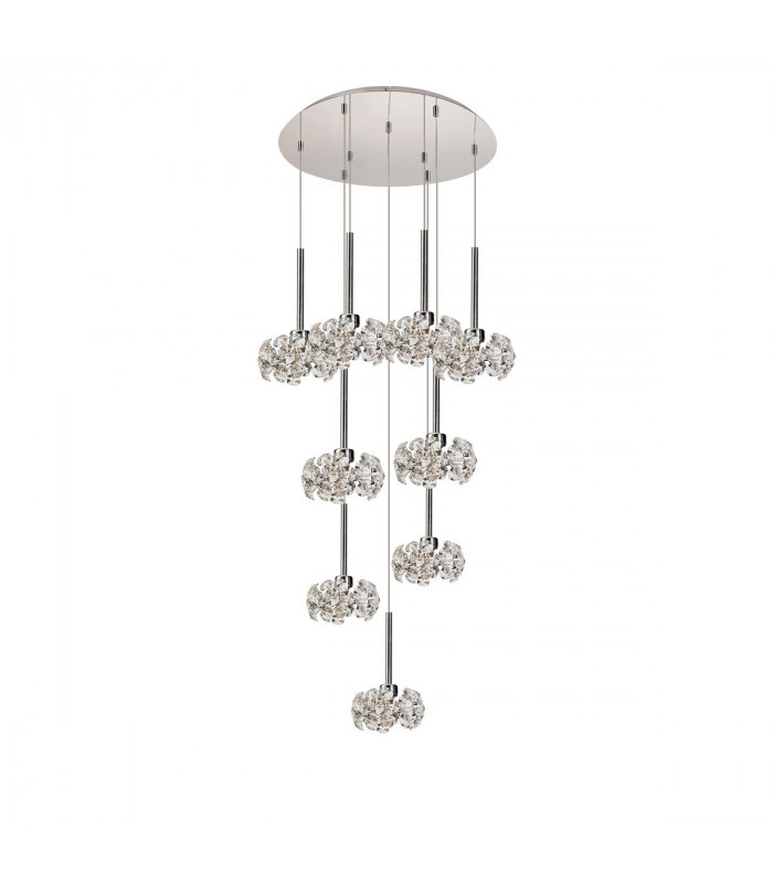 Salisbury 9 Light G9 Universal 2.5m Round Multiple Ceiling Pendant And Crystal Shade Polished Chrome-4