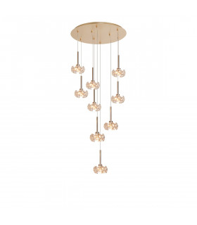 Salisbury 9 Light G9 Universal 2.5m Round Multiple Ceiling Pendant And Crystal Shade French Gold-1