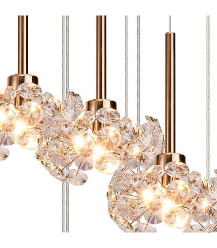 Salisbury 9 Light G9 Universal 2.5m Round Multiple Ceiling Pendant And Crystal Shade French Gold-6