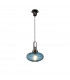 Yorktown E27 Ceiling Pendant With 30cm Oval Sphere Ribbed Glass Black Chrome Petrol Blue Matt Black-1