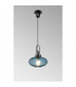 Yorktown E27 Ceiling Pendant With 30cm Oval Sphere Ribbed Glass Black Chrome Petrol Blue Matt Black-3