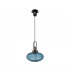 Yorktown E27 Ceiling Pendant With 30cm Oval Sphere Ribbed Glass Black Chrome Petrol Blue Matt Black-4