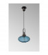 Yorktown E27 Ceiling Pendant With 30cm Oval Sphere Ribbed Glass Black Chrome Petrol Blue Matt Black-10