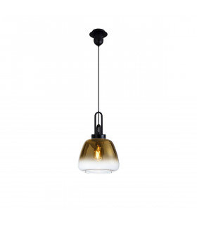 Yorktown E27 Ceiling Pendant With 28cm Trapezium Glass Matt Black Brass Gold-1