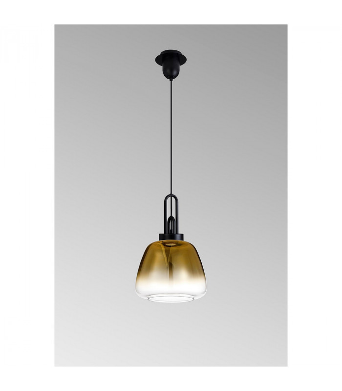 Yorktown E27 Ceiling Pendant With 28cm Trapezium Glass Matt Black Brass Gold-10